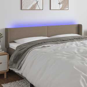 LED posteljno vzglavje taupe 183x16x78/88 cm blago