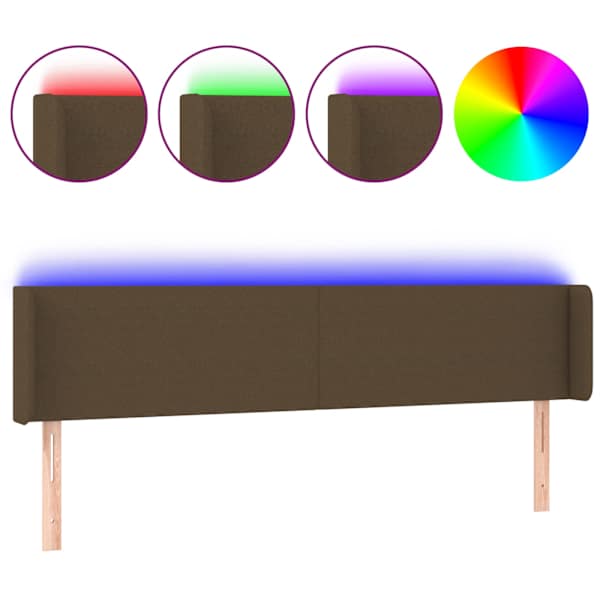 vidaXL LED-voodipeats, tumepruun, 203x16x78/88 cm, kangas