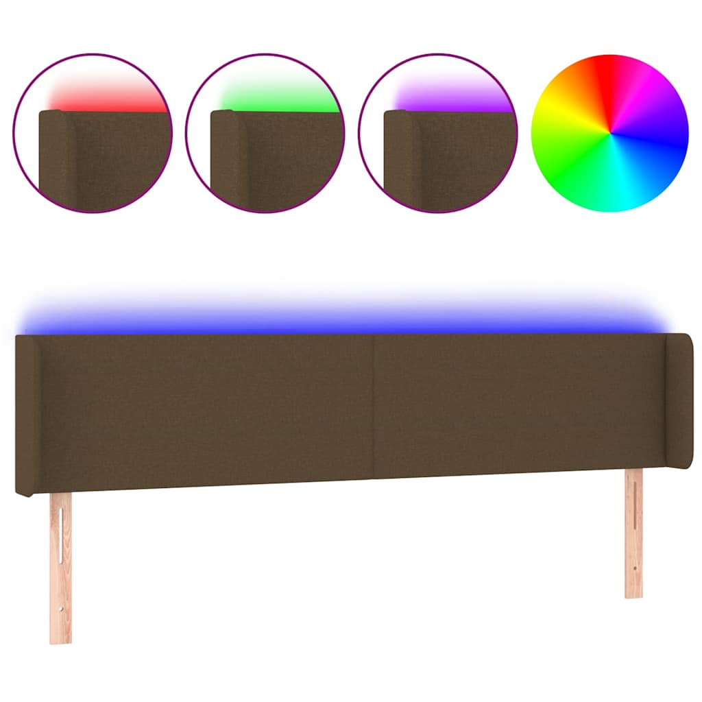 vidaXL Hoofdbord LED 203x16x78/88 cm stof donkerbruin bruin, foto 3