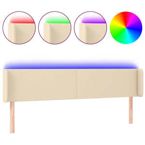 vidaXL LED-voodipeats, kreemjas, 203x16x78/88 cm, kangas