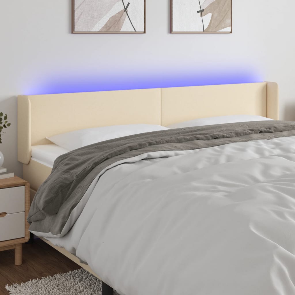 vida XL LED Kopfteil Creme 203x 16x 78/88 cm Stoff