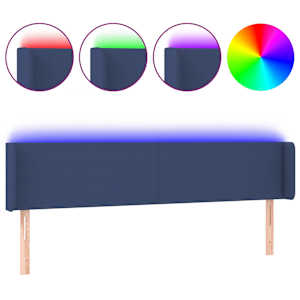 vidaXL LED-voodipeats, sinine, 203x16x78/88 cm, kangas
