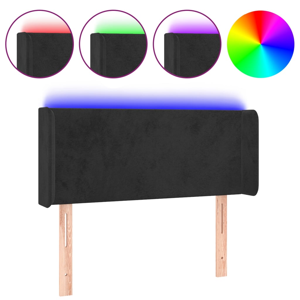 Thumbnail - vidaXL LED Kopfteil Schwarz 83x16x78/88 cm Samt