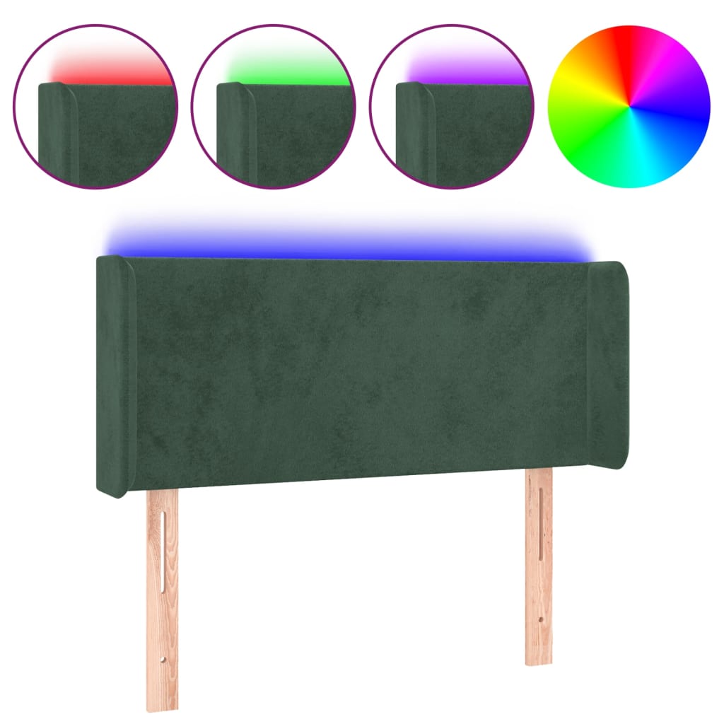 Thumbnail - vidaXL LED Kopfteil Dunkelgrün 83x16x78/88 cm Samt
