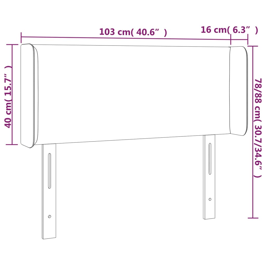 fekete bársony LED-es fejtámla 103 x 16 x 78/88 cm