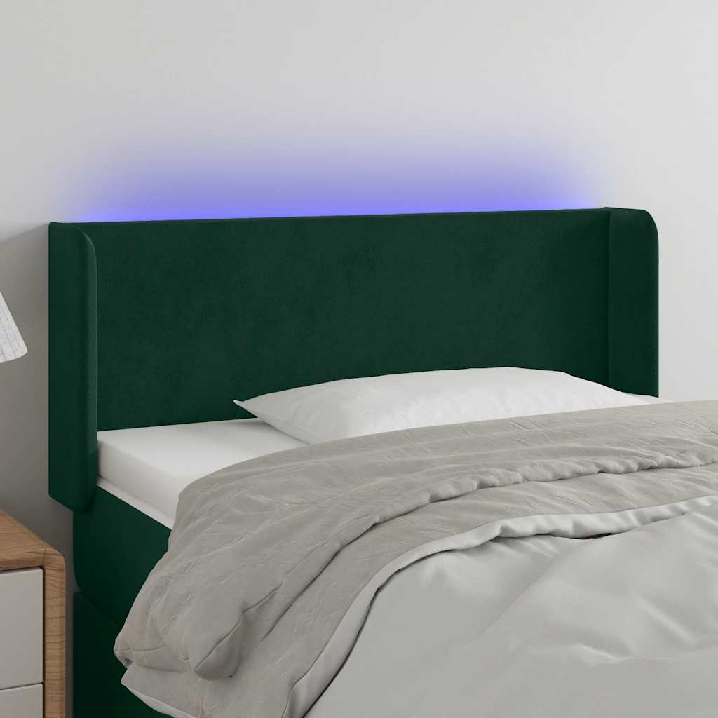 vidaXL Tăblie de pat cu LED, verde închis, 103x16x78/88 cm, catifea