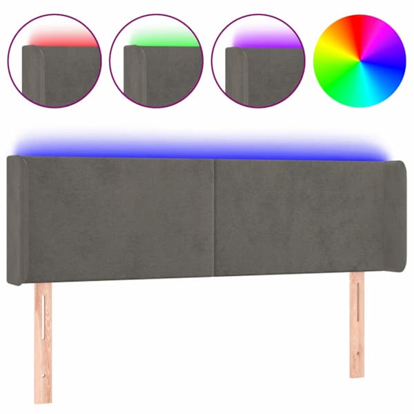 vidaXL LED-voodipeats, tumehall, 147x16x78/88 cm, samet
