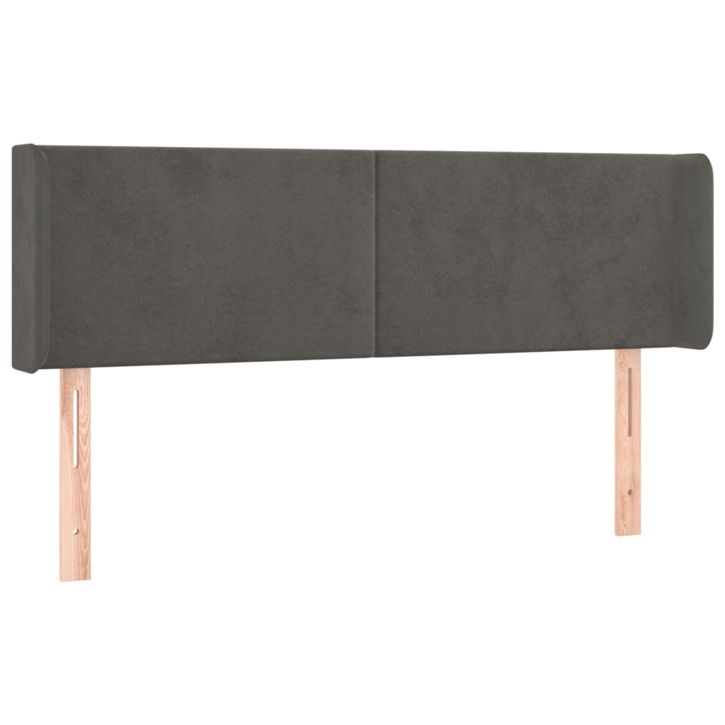 vidaXL Hoofdbord LED 147x16x78/88 cm fluweel donkergrijs afbeelding