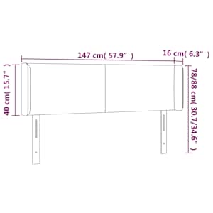 Čelo postele s LED tmavě šedé 147 x 16 x 78/88 cm samet - obrázek 6