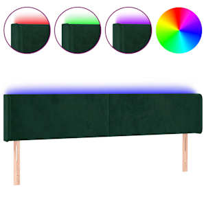 vidaXL LED-voodipeats, tumeroheline, 163x16x78/88 cm, samet