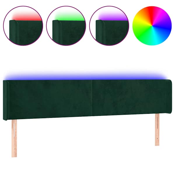 vidaXL LED-voodipeats, tumeroheline, 163x16x78/88 cm, samet