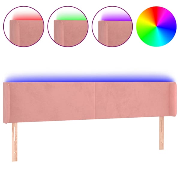 vidaXL LED-voodipeats, roosa, 163x16x78/88 cm, samet