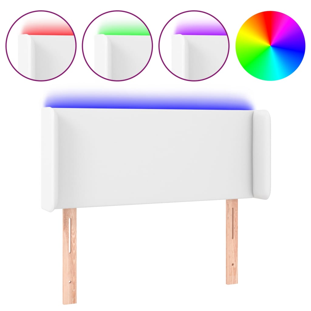 vidaXL Čelo postele s LED bílé 83 x 16 x 78/88 cm umělá kůže