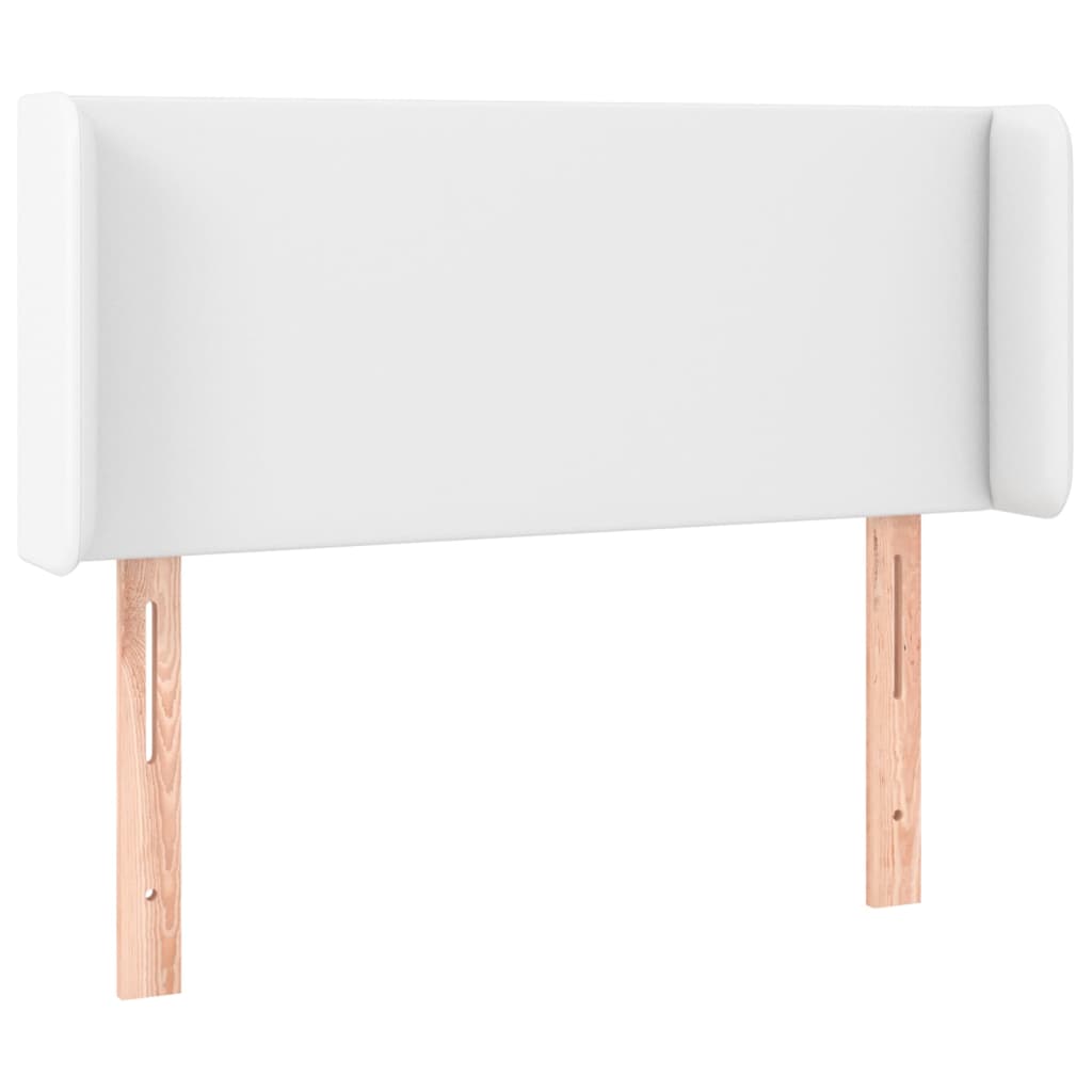 vidaXL Tăblie de pat cu LED, alb, 83x16x78/88 cm, piele ecologică