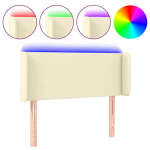 vidaXL LED-voodipeats, kreemjas, 83x16x78/88 cm, kunstnahk