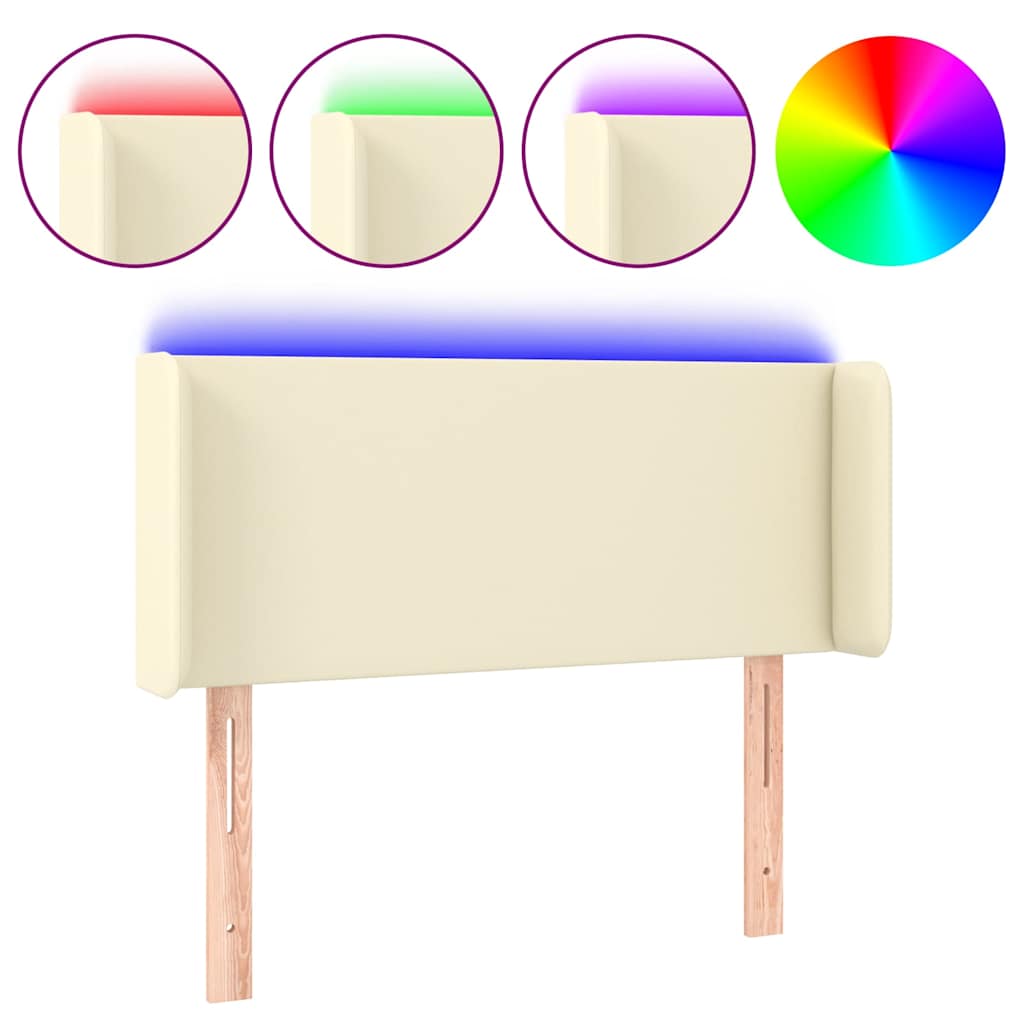 vidaXL Hoofdbord LED 83x16x78/88 cm kunstleer crèmekleurig, foto 3