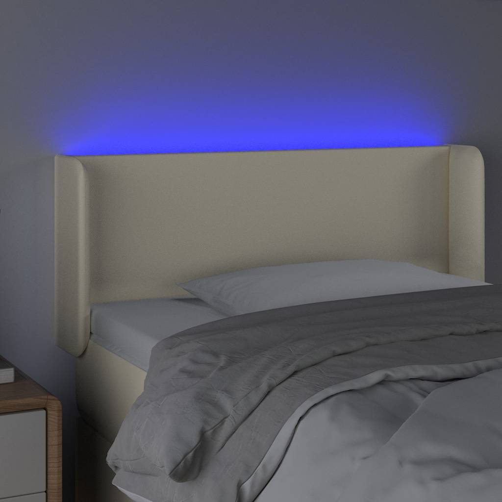 vidaXL Hoofdbord LED 83x16x78/88 cm kunstleer crèmekleurig, foto 2