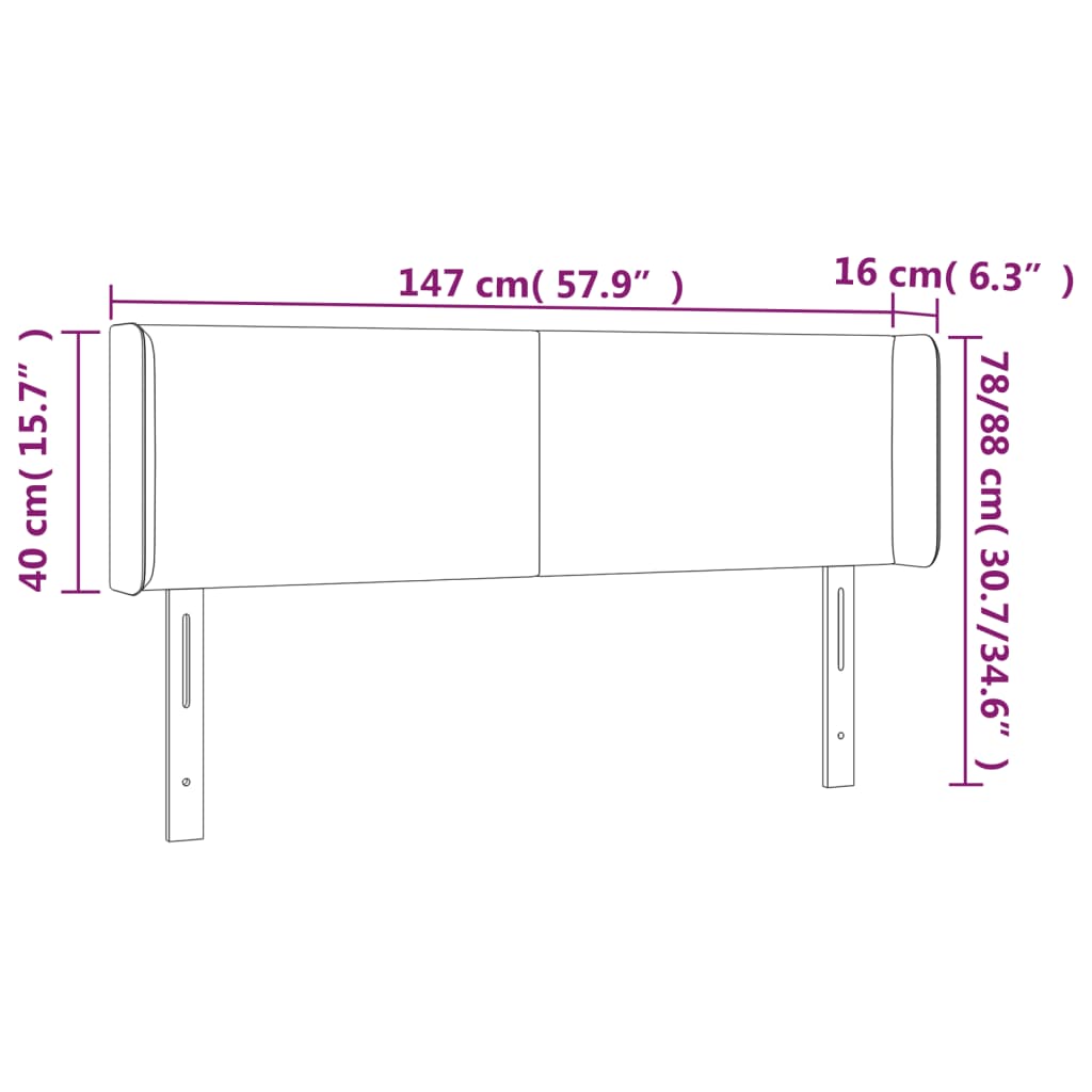 VidaXL Cabeceira cama c/ LED 147x16x78/88 cm couro artificial cinzento