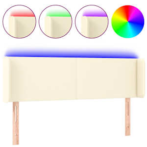 vidaXL LED-voodipeats, kreemjas, 147x16x78/88 cm, kunstnahk