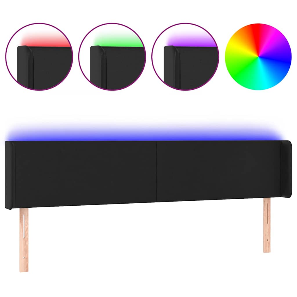 vidaXL Hoofdbord LED 163x16x78/88 cm kunstleer zwart, foto 3
