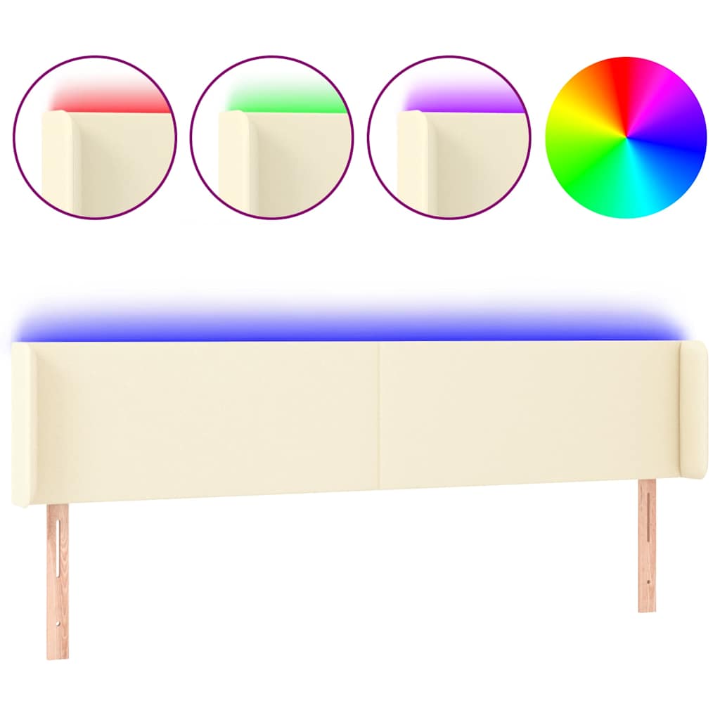 vidaXL Hoofdbord LED 163x16x78/88 cm kunstleer crèmekleurig, foto 3