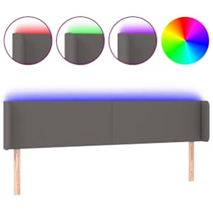 vidaXL LED-voodipeats, hall, 203x16x78/88 cm, kunstnahk