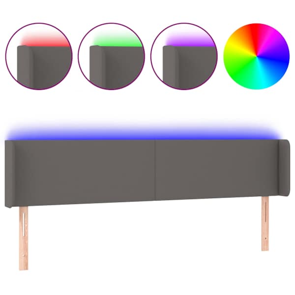 vidaXL LED-voodipeats, hall, 203x16x78/88 cm, kunstnahk