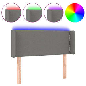 Čelo postele s LED tmavě šedé 83 x 16 x 78/88 cm textil - obrázek 2