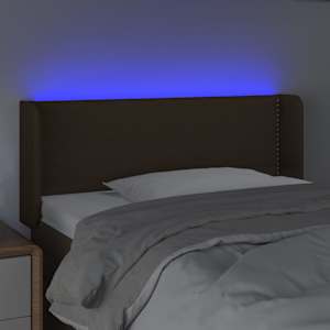 Čelo postele s LED tmavě hnědé 83 x 16 x 78/88 cm textil - obrázek 4