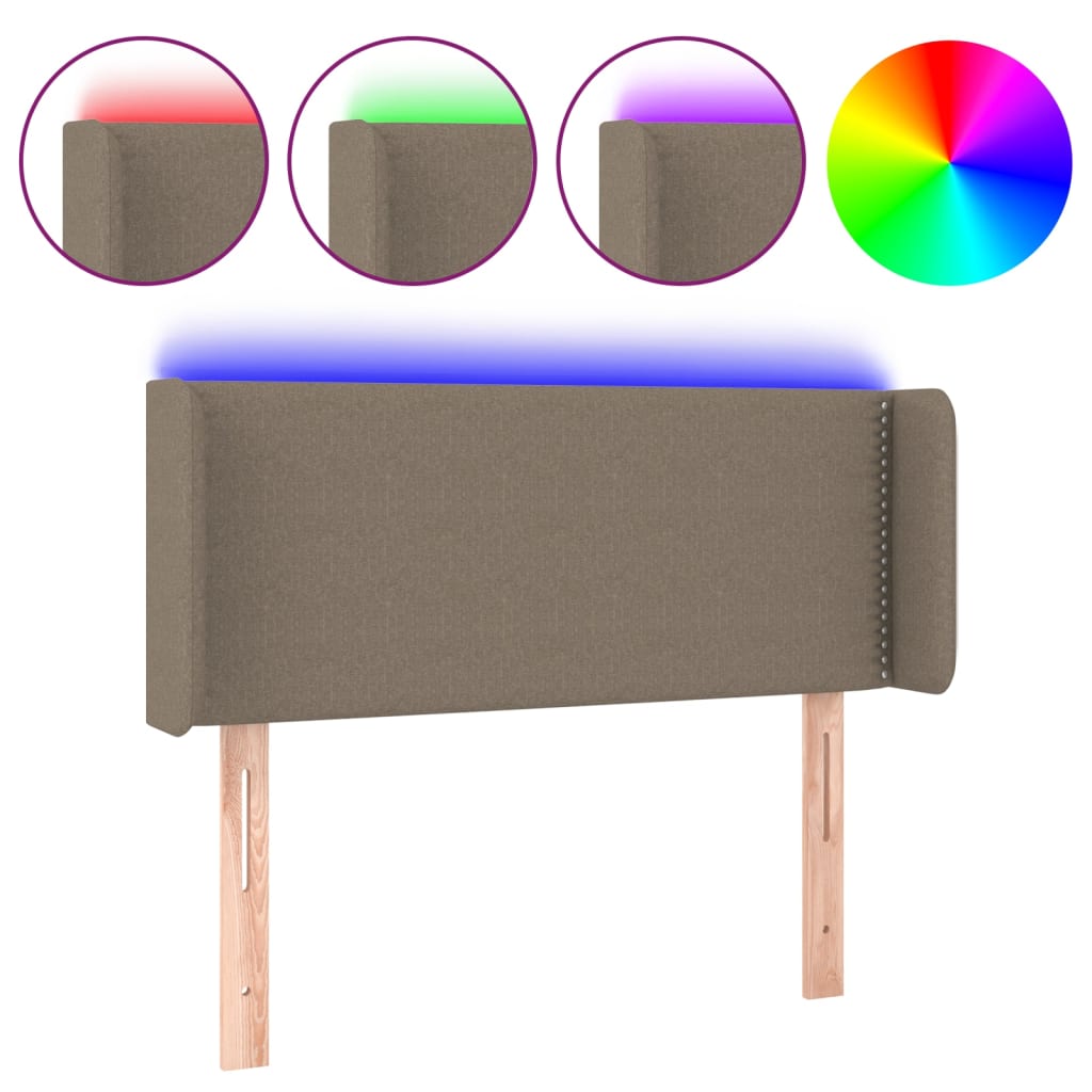 vidaXL Čelo postele s LED taupe 83 x 16 x 78/88 cm textil