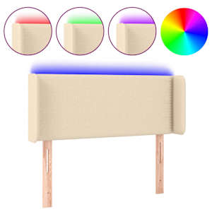 Čelo postele s LED krémové 83 x 16 x 78/88 cm textil - obrázek 2