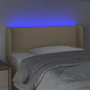 Čelo postele s LED krémové 83 x 16 x 78/88 cm textil - obrázek 3