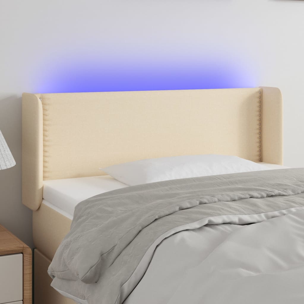 vidaXL Tête de lit à LED Crème 93x16x78/88 cm Tissu