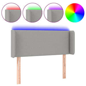 Čelo postele s LED světle šedé 103 x 16 x 78/88 cm textil - obrázek 2