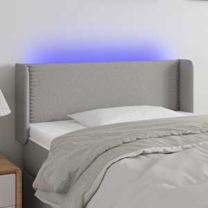 Čelo postele s LED světle šedé 103 x 16 x 78/88 cm textil - obrázek 1