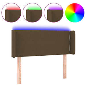 Čelo postele s LED tmavě hnědé 103 x 16 x 78/88 cm textil - obrázek 2