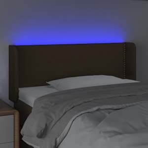 Čelo postele s LED tmavě hnědé 103 x 16 x 78/88 cm textil - obrázek 4