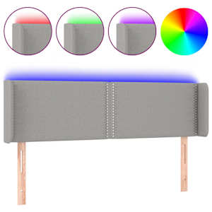 Čelo postele s LED světle šedé 147 x 16 x 78/88 cm textil - obrázek 2