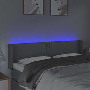 Čelo postele s LED světle šedé 147 x 16 x 78/88 cm textil - obrázek 4