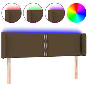 Čelo postele s LED tmavě hnědé 147 x 16 x 78/88 cm textil - obrázek 2