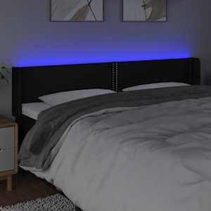 Čelo postele s LED černé 163 x 16 x 78/88 cm textil - obrázek 4