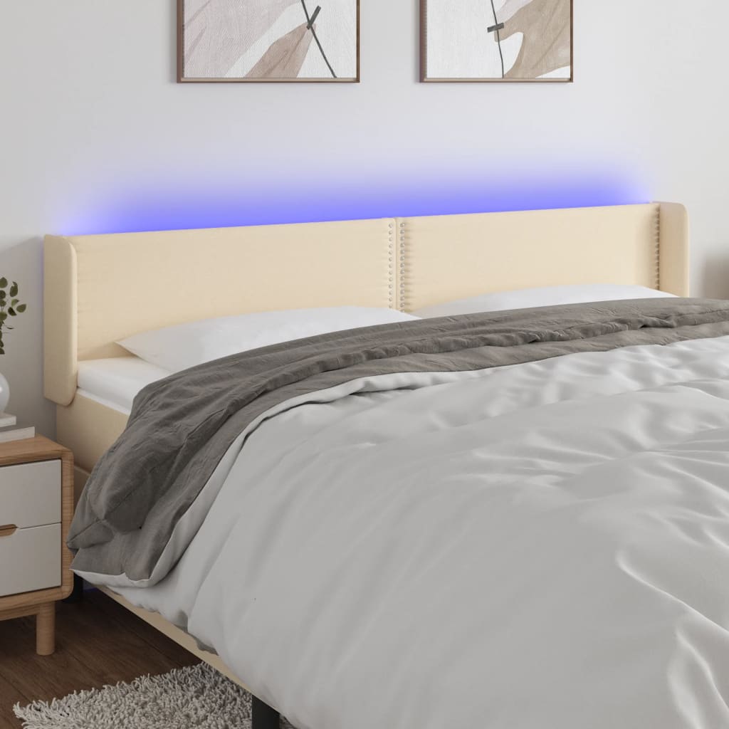 vidaXL LED Kopfteil Creme 163x16x78/88 cm Stoff
