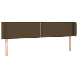 Čelo postele s LED tmavě hnědé 183 x 16 x 78/88 cm textil - obrázek 3