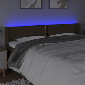Čelo postele s LED tmavě hnědé 183 x 16 x 78/88 cm textil - obrázek 4