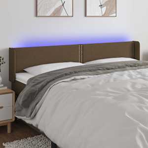 Čelo postele s LED tmavě hnědé 183 x 16 x 78/88 cm textil - obrázek 1