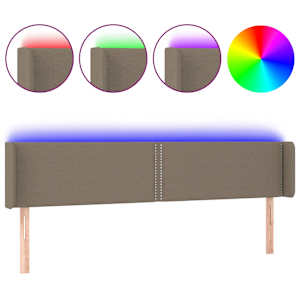 Čelo postele s LED taupe 183 x 16 x 78/88 cm textil - obrázek 2