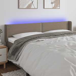 Čelo postele s LED taupe 183 x 16 x 78/88 cm textil - obrázek 1