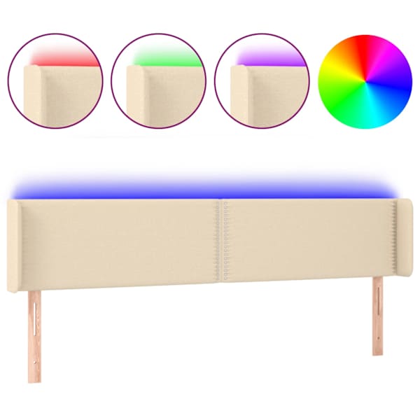 vidaXL LED-voodipeats, kreemjas, 183x16x78/88 cm, kangas