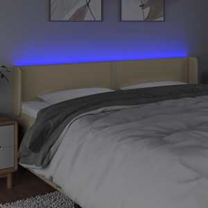 Čelo postele s LED krémové 183 x 16 x 78/88 cm textil - obrázek 4
