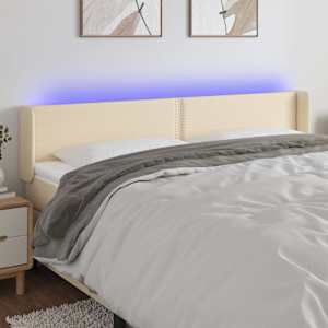 Čelo postele s LED krémové 183 x 16 x 78/88 cm textil - obrázek 1